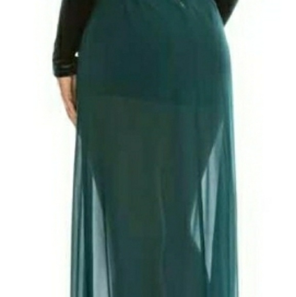 💥Off Shoulder Hunter Green Chiffon Maxi Romper - Picture 6 of 7